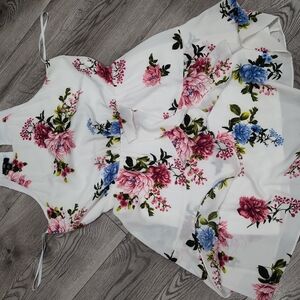 Iz Byer Floral Midi Dress in Pink and Blue